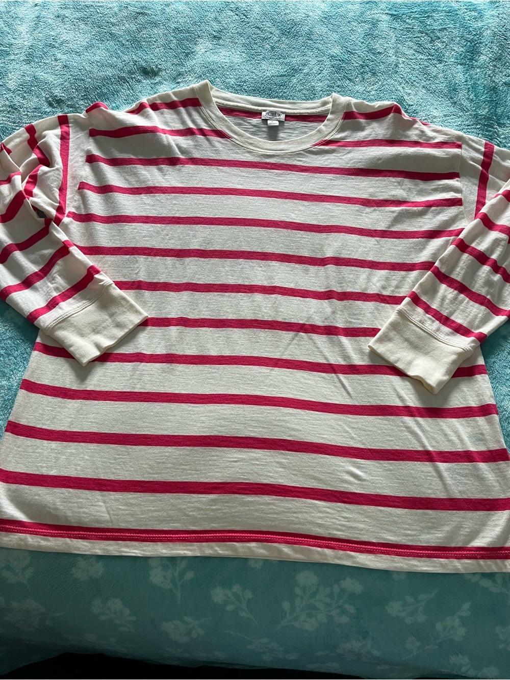 J. Crew pink and white striped t-shirt